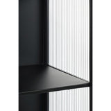 Clifton Opbergkast – Zwart, Stijlvol design met geribbeld glas
