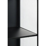 Clifton Opbergkast – Zwart, Stijlvol design met geribbeld glas
