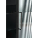 Clifton Opbergkast – Zwart, Stijlvol design met geribbeld glas
