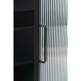 Clifton Opbergkast – Zwart, Stijlvol design met geribbeld glas
