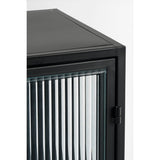 Clifton Opbergkast – Zwart, Stijlvol design met geribbeld glas