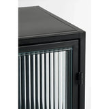 Clifton Opbergkast – Zwart, Stijlvol design met geribbeld glas