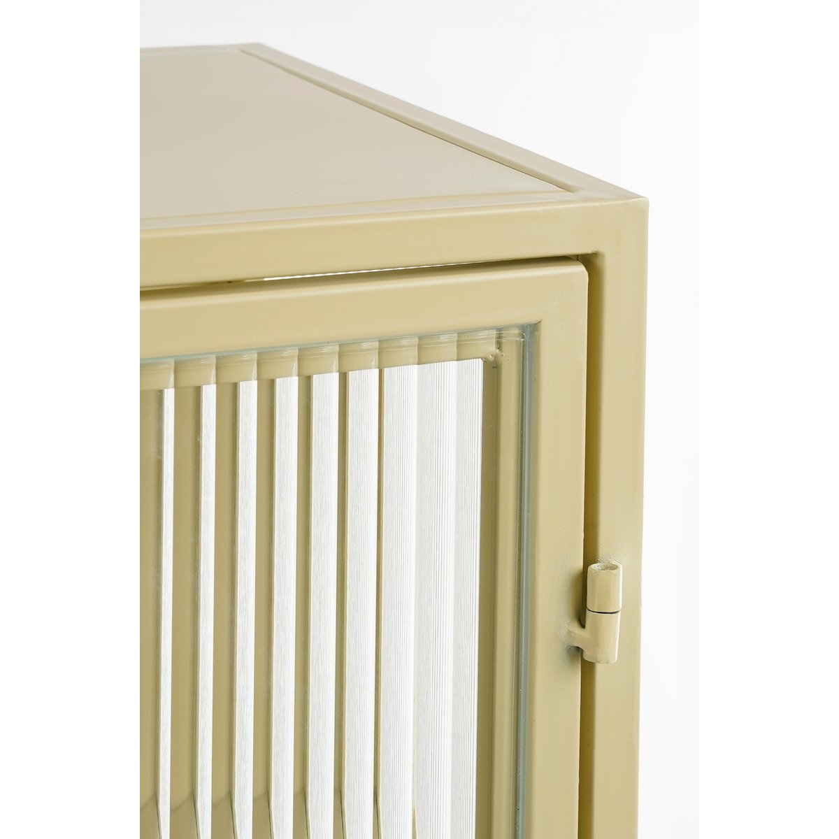 Clifton Opbergkast – Beige, Stijlvol design met geribbeld glas