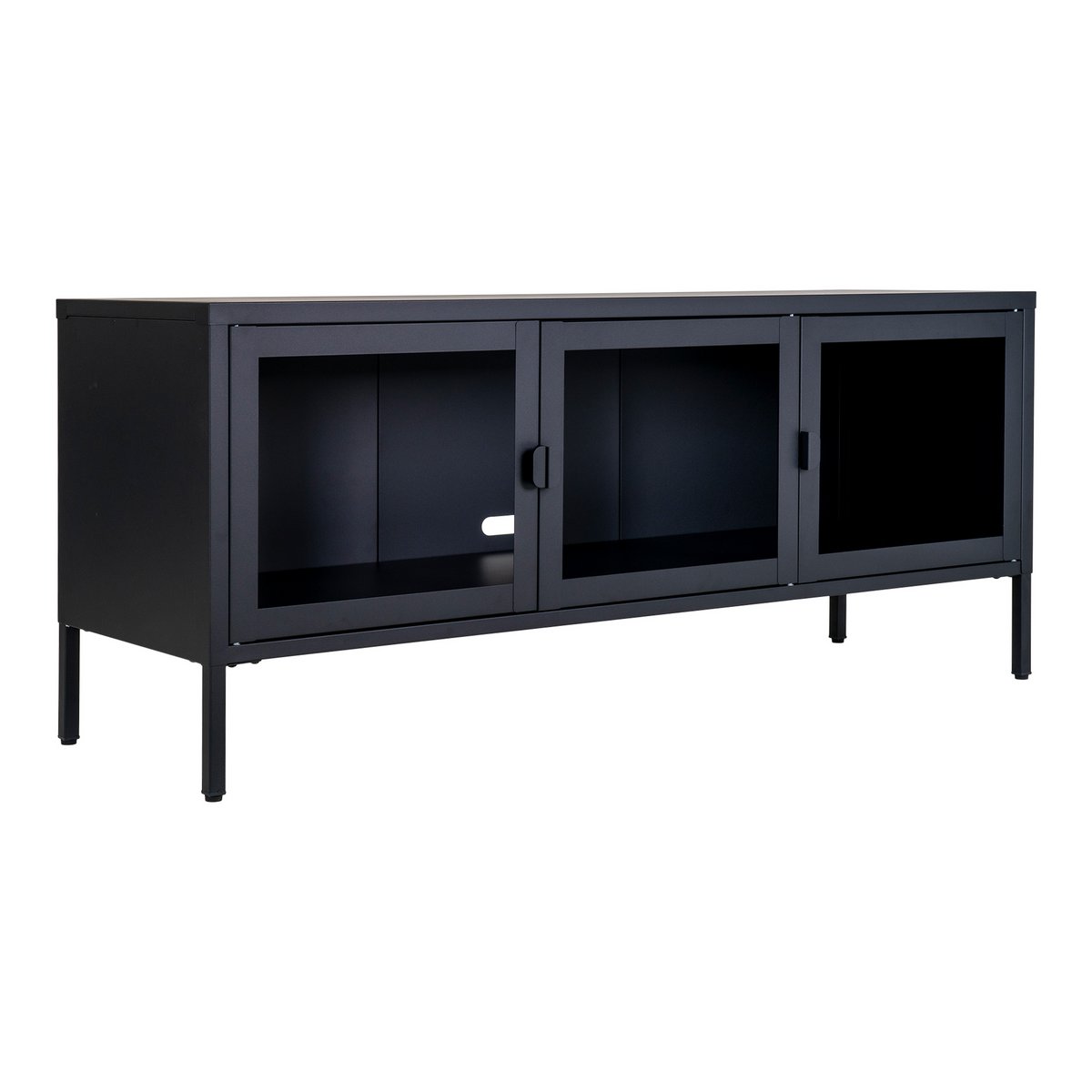 Brisbane TV-meubel – Staal & Glas – Zwart – 130x40x55 cm