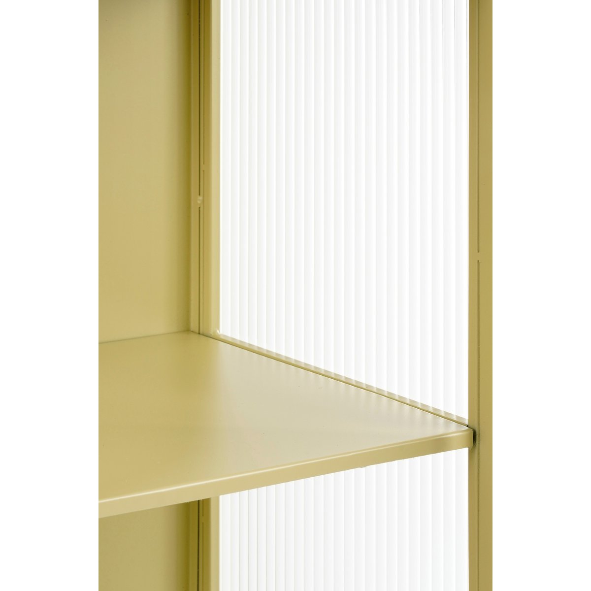 Clifton Opbergkast – Beige, Stijlvol design met geribbeld glas