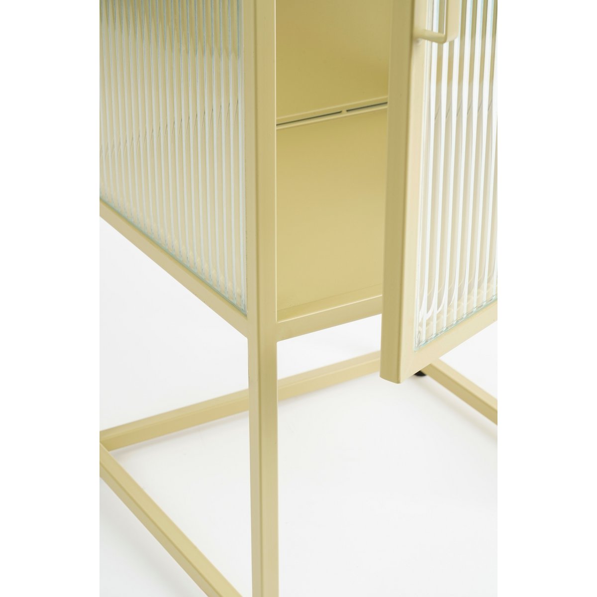 Clifton Opbergkast – Beige, Stijlvol design met geribbeld glas