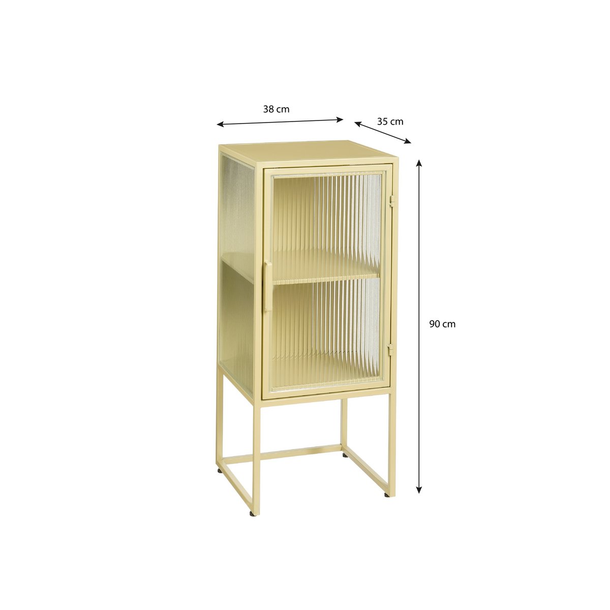 Clifton Opbergkast – Beige, Stijlvol design met geribbeld glas