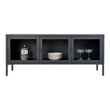 Brisbane TV-meubel – Staal & Glas – Zwart – 130x40x55 cm